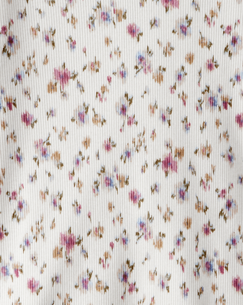 Kid Ribbed Floral Print Long-Sleeve Shirt  - Ivory, 