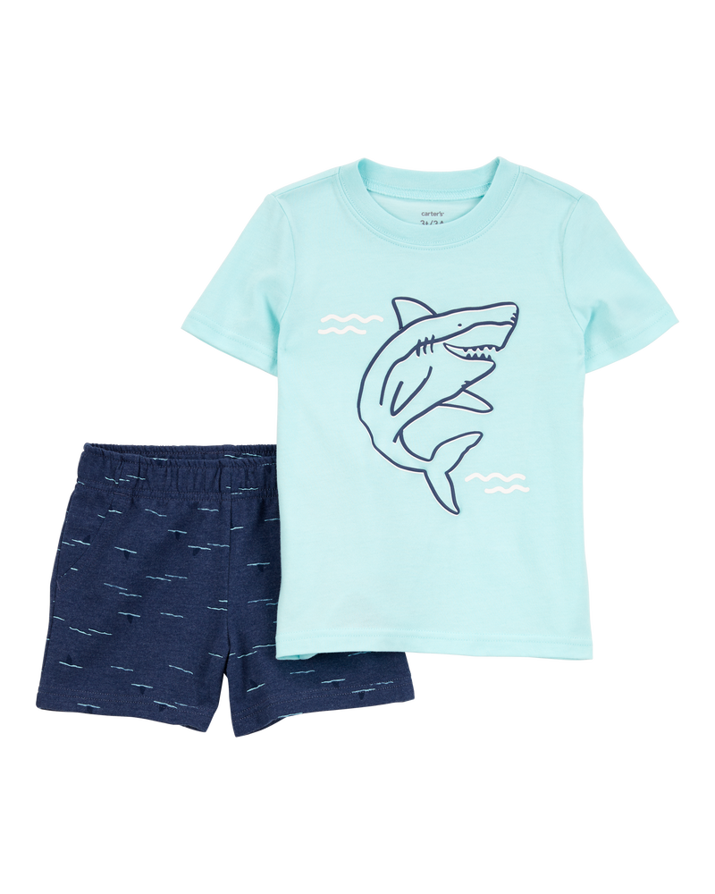 Baby 2-Piece Shark Outfit Set - Blue, image 1 of 3 slides