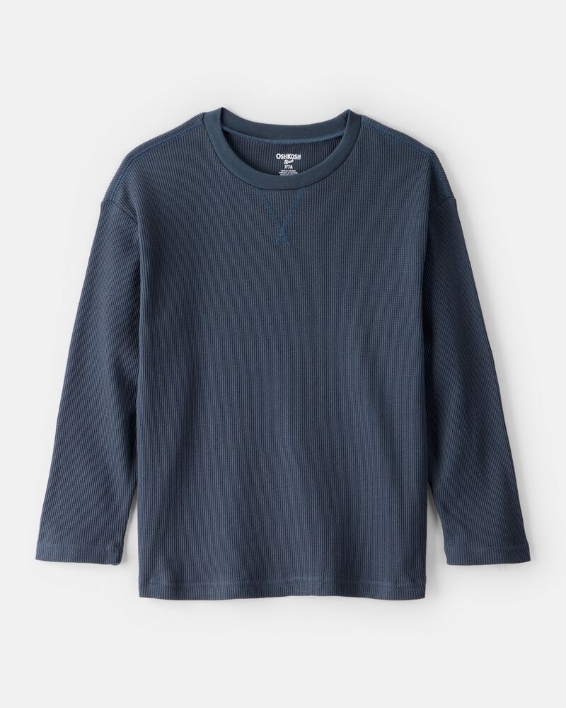 Boys Solid Thermal Long-Sleeve Tee - Navy, image 1 of 3 slides