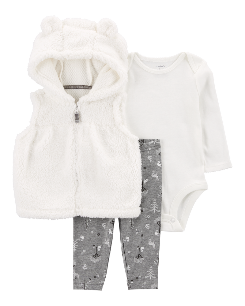 Baby 3-Piece Bear Little Vest Set, image 1 of 4 slides