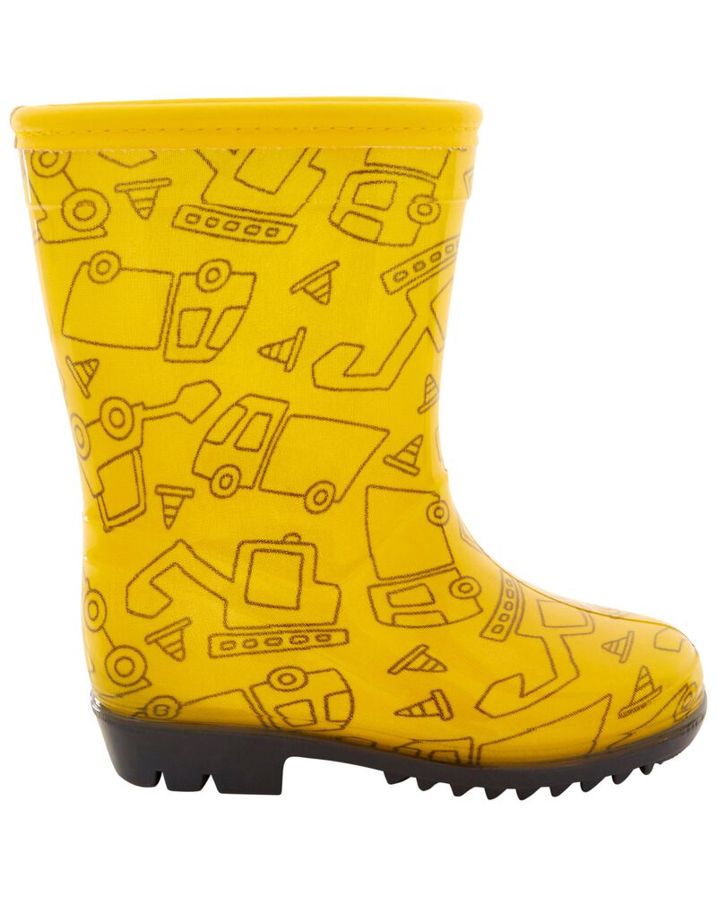 Toddler Construction Print Rain Boots, image 2 of 7 slides