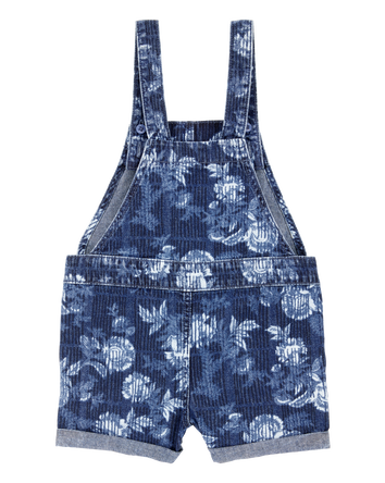 Enfant en bas âge Salopette courte en denim emblématique à fleurs - Bleu, 