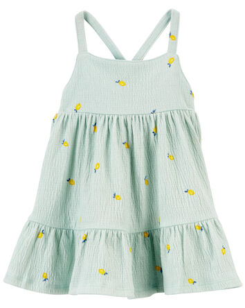 Lemon Print Crinkle Jersey Dress, 