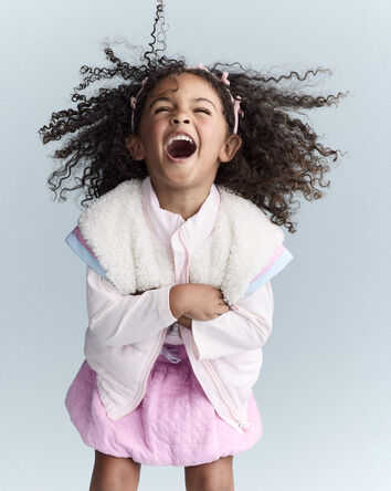 Tout-petit fille - Blouson &agrave; fermeture &agrave; glissi&egrave;re aux couleurs contrastantes - Rose p&acirc;le/Cr&egrave;me, 