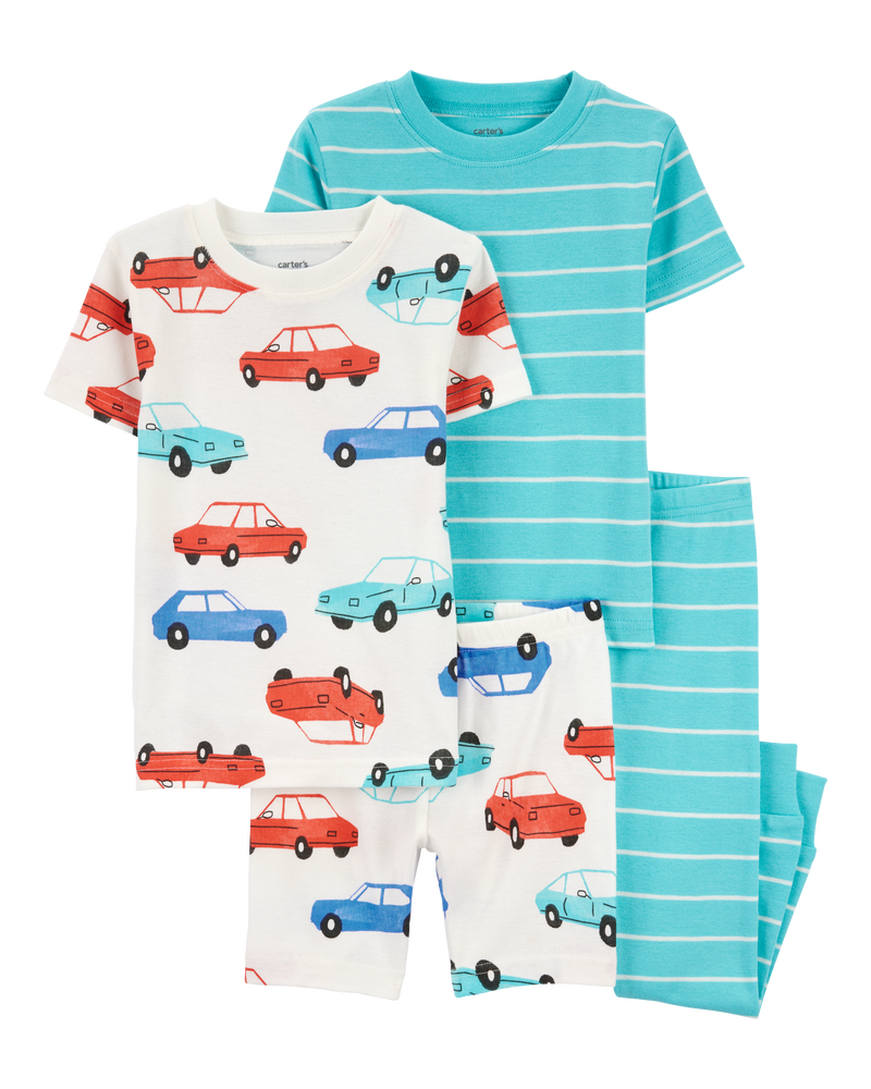 Baby 4-Piece Striped Car 100% Snug Fit Cotton Pyjamas, image 1 of 4 slides