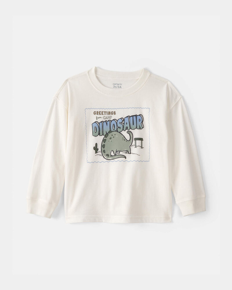 Tout-petit gar&ccedil;on - T-shirt &agrave; manches longues, dinosaures - Ivoire, image 1 sur 3 diapositives