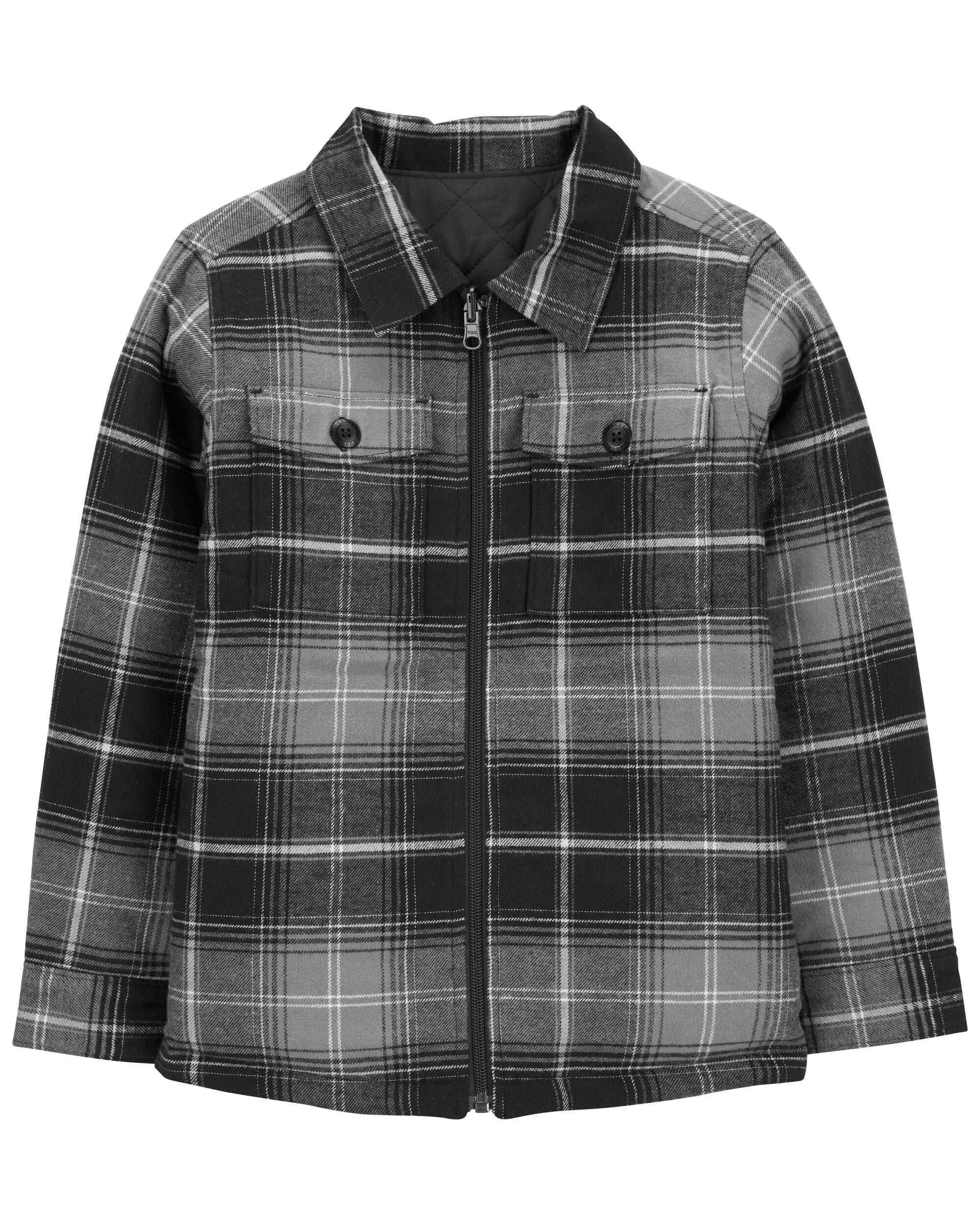 Kids Boys Kid Reversible Flannel Jacket Black 5 OshKosh Bgosh