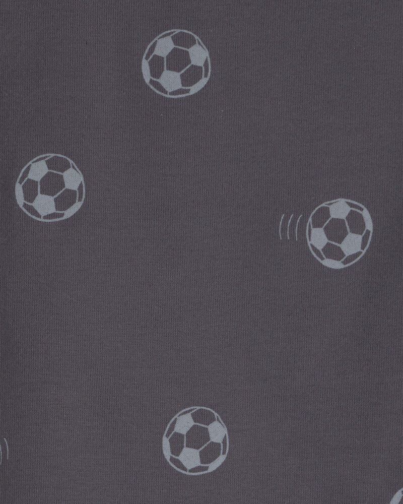 Boys Soccer 100% Cotton Short-Sleeve Snug Fit 4-Piece pyjama Set - Green/Grey, image 4 of 5 slides