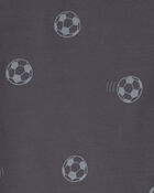 Boys Soccer 100% Cotton Short-Sleeve Snug Fit 4-Piece pyjama Set - Green/Grey, image 4 of 5 slides