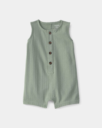 B&eacute;b&eacute; gar&ccedil;on - Barboteuse sans manches, couleur unie - Vert, 