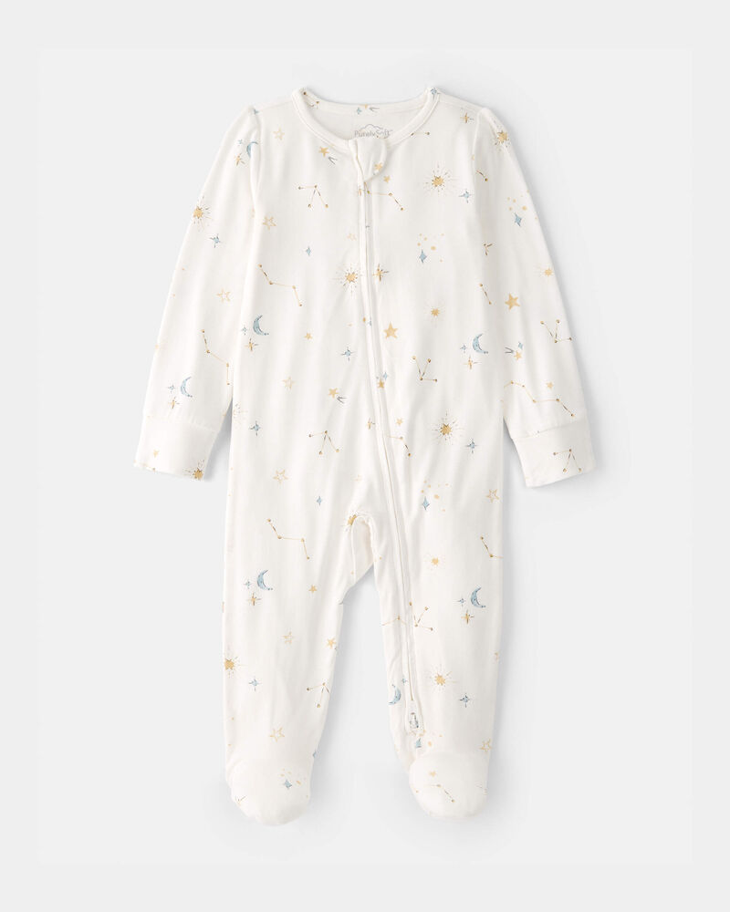B&eacute;b&eacute; - Grenouill&egrave;re PurelySoft &agrave; fermeture &agrave; glissi&egrave;re 2 sens, constellation - Cr&egrave;me, image 1 sur 5 diapositives