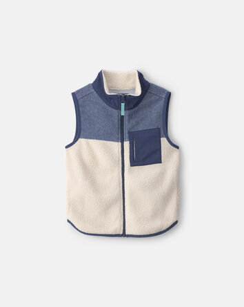 Boys Colorblock Vest - Cream/Blue, 