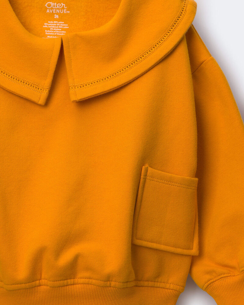 Toddler Girl Peter Pan Collar Pullover with Otter Pockets - Golden Yellow, image 2 of 2 slides