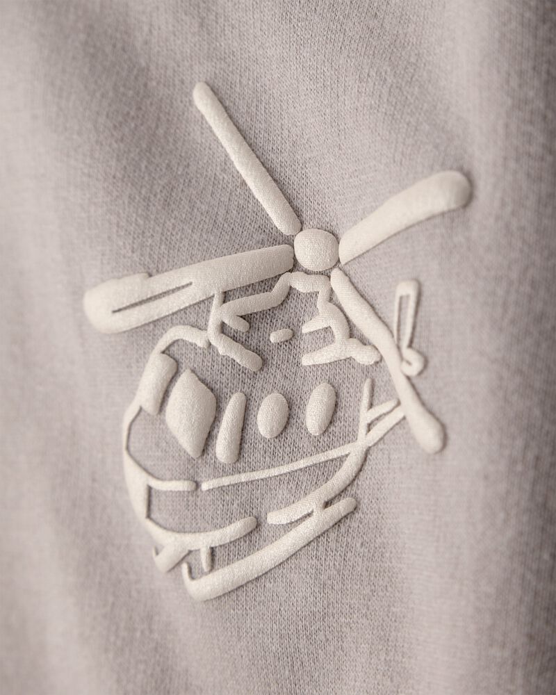 Toddler Boy Helicopter French Terry Sweatshirt & Pant Set - Grey, image 3 of 5 slides