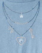 Girls Charm Necklace Long-Sleeve Graphic Tee - Blue, image 3 of 4 slides