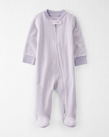 Baby Girl Organic Cotton Striped Sleeper Pyjamas, 