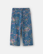 Toute-petite fille - Jeans en denim &agrave; jambe large &agrave; motif floral - D&eacute;lav&eacute; fonc&eacute;, image 2 sur 4 diapositives