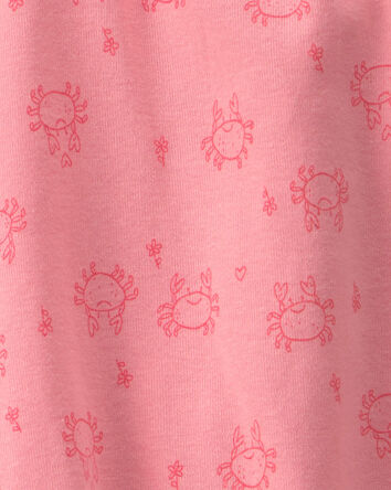 Baby Girl Crab Sleeveless Romper - Pink, 