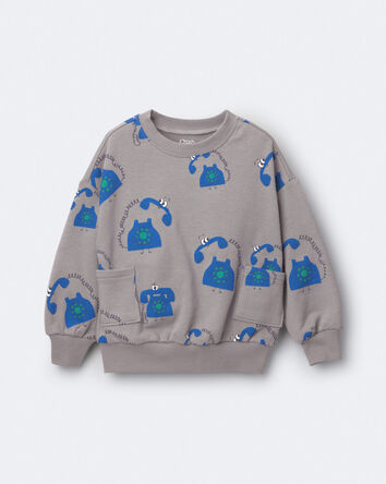 Toddler Otter Sweatshirt&trade; with Pockets in Phone Print - Grey, 
