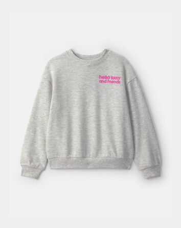Girls Hello Kitty&reg; French Terry Pullover Sweatshirt - Grey, 
