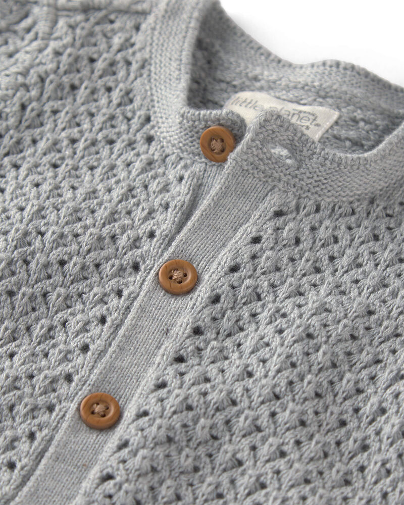 Baby Short-Sleeve Romper in Grey, image 2 of 4 slides