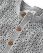 Baby Short-Sleeve Romper in Grey, image 2 of 4 slides