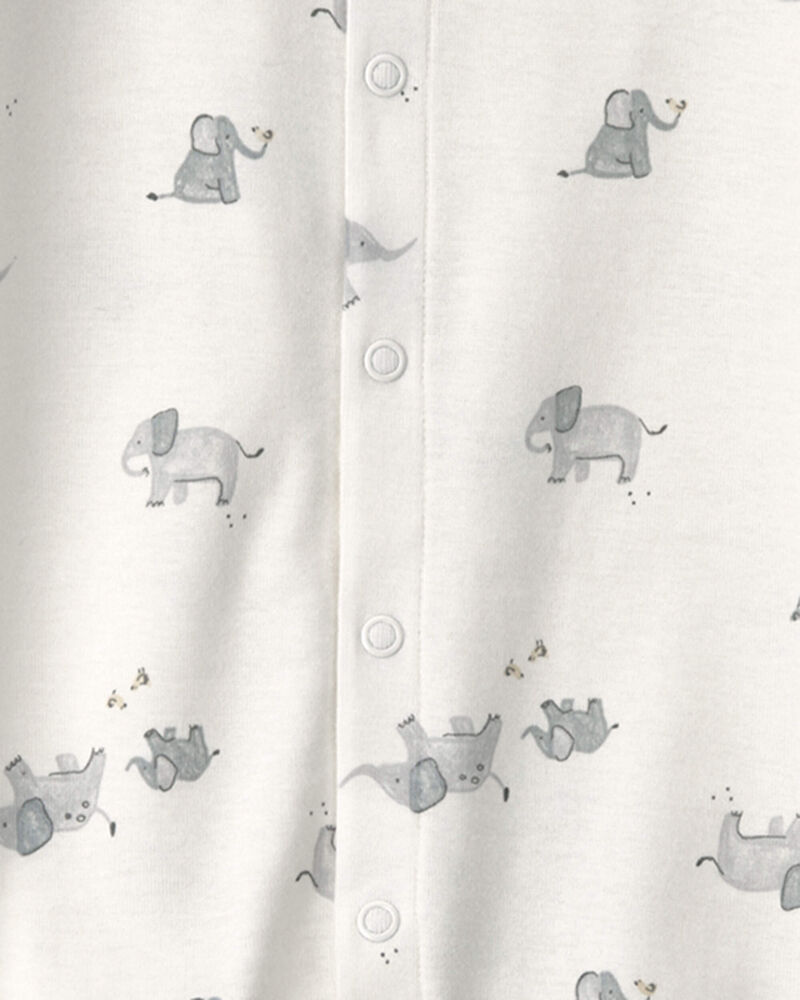 Baby Elephant 100% Cotton Converter Gown - Ivory, image 3 of 4 slides