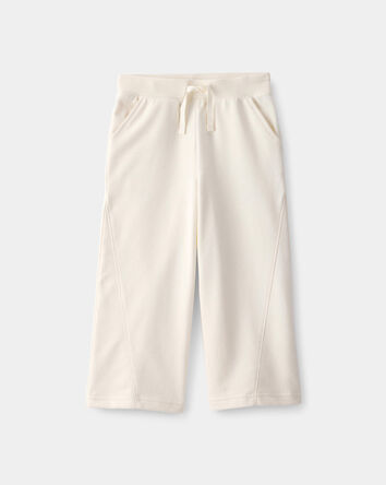 Tout-petit fille - Pantalon de sport &agrave; jambe large en jersey bouclette - Ivoire, 