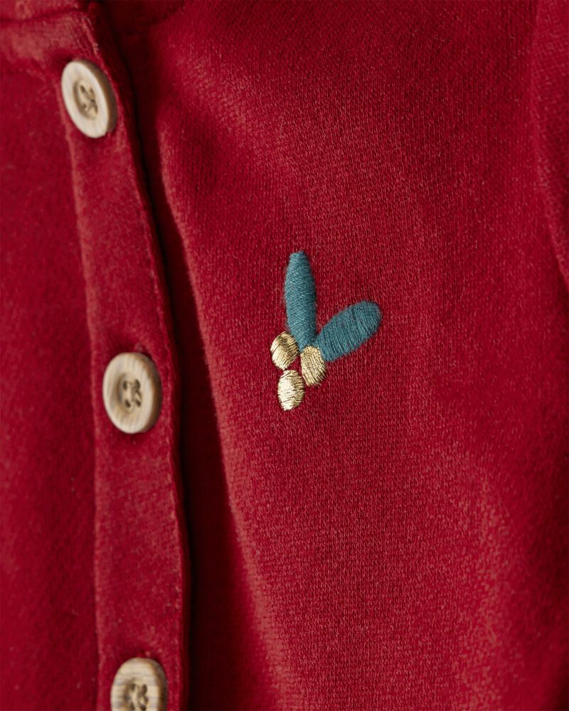 Baby Girl 3-Piece DayDream Fleece Floral Long-Sleeve Bodysuit & Pant Set - Red, image 2 of 5 slides