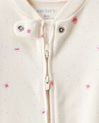 Baby Girl Valentine's Day Candy Heart 100% Cotton Snug Fit 2-Way Zip Sleeper - White, image 2 of 4 slides