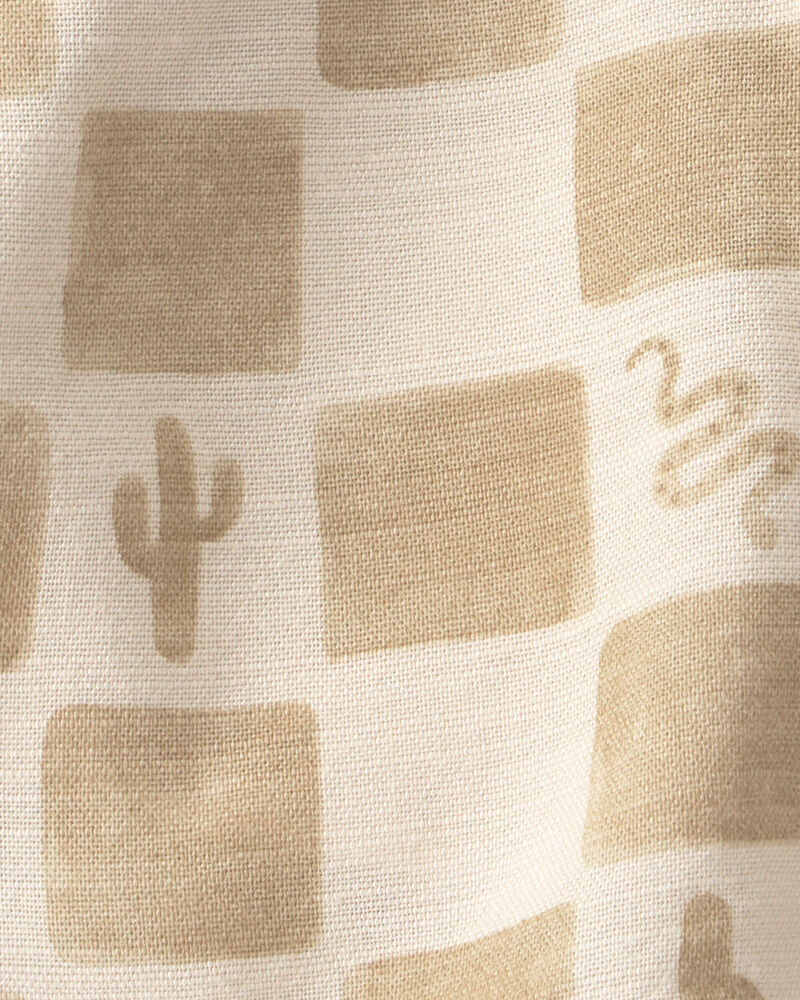 B&eacute;b&eacute; gar&ccedil;on - Short &agrave; cordon de serrage &agrave; carreaux et cactus, image 3 sur 3 diapositives