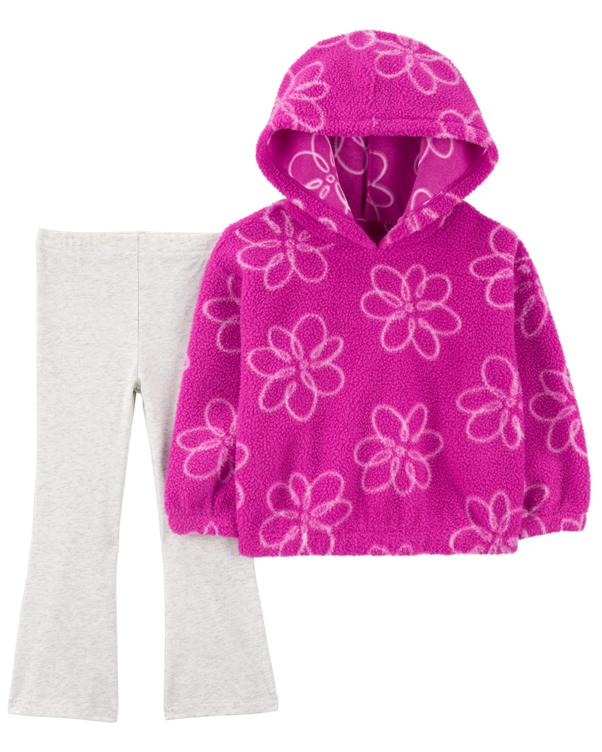 Carter s Toddler Girls 2 Piece Floral Sherpa Hoodie Legging Set