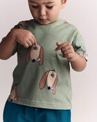 Tout-petit - T-shirt d&eacute;contract&eacute; &agrave; imprim&eacute; chien - Vert, image 5 sur 6 diapositives