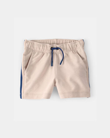 Baby Boy Striped French Terry Shorts - Khaki/Blue, 
