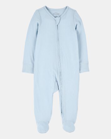 Baby Boy Solid 2-Way Zip PurelySoft Sleeper Pyjamas - Blue, 