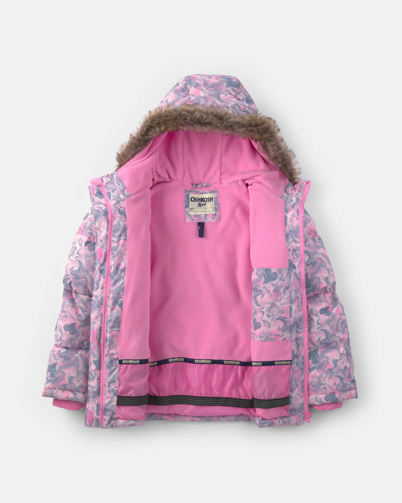 Girls 2 Piece Puffer Snowsuit- Pink, image 4 of 13 slides