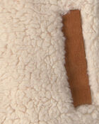 Baby Boy Color Block Teddy Fleece Jacket - Khaki/Cream, image 2 of 3 slides