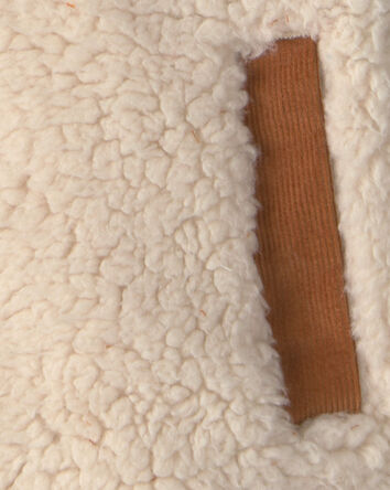 Baby Boy Color Block Teddy Fleece Jacket - Khaki/Cream, 