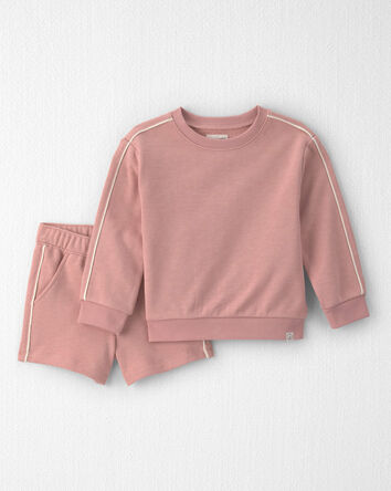 Toddler Girl 2-Piece Organic Cotton Pullover & Short Set in Pink, 