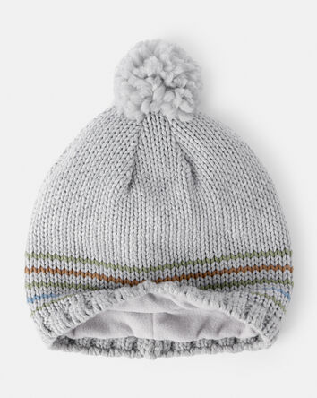 Tout-petit garçon - Tuque à pompon rayée – Gris, 