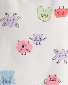 Toddler Girl Monster DreamPlush Long-Sleeve Snug Fit 2-Piece Pajamas - Ivory, image 2 of 3 slides