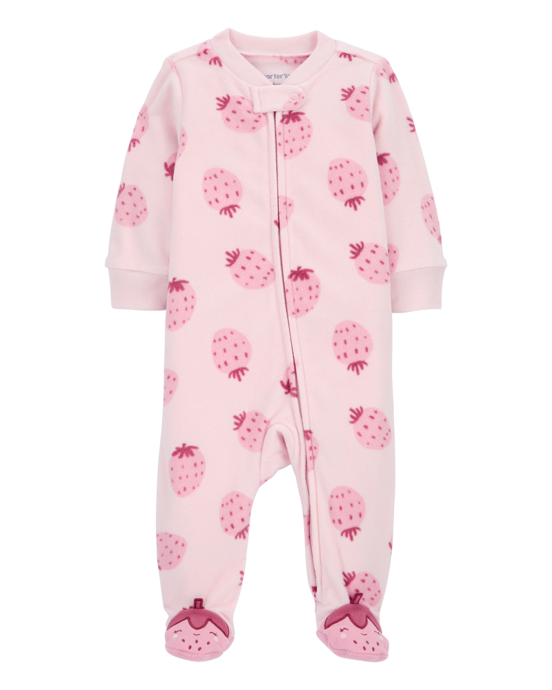 Baby Strawberry Fleece Footie Sleeper Pyjamas