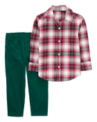 Toddler 2-Piece Plaid Button-Down Shirt & Pull-On Corduroy Pant Set, image 1 of 4 slides