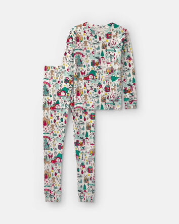 Kids 2-Piece Christmas Scavenger Hunt 100% Cotton Snug Fit Pyjama Set, 