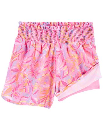 Smocked Shorts in Moisture Wicking Active Fabric, 