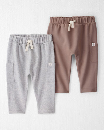 B&eacute;b&eacute; - Emballage de 2 pantalons de jogging en jersey bouclette de coton biologique, 