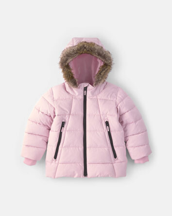 Toddler Girl Bubble Urban Jacket-  Pink, 