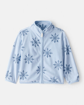 Toddler Girl Snowflake Microfleece Zip-Up Jacket - Blue, 