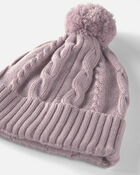 B&eacute;b&eacute; fille - Tuque en tricot torsad&eacute; de coton biologique, image 3 sur 3 diapositives