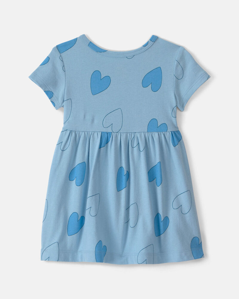 B&eacute;b&eacute; fille - Robe manches courtes &agrave; motif c&oelig;ur - Bleu, image 2 sur 3 diapositives